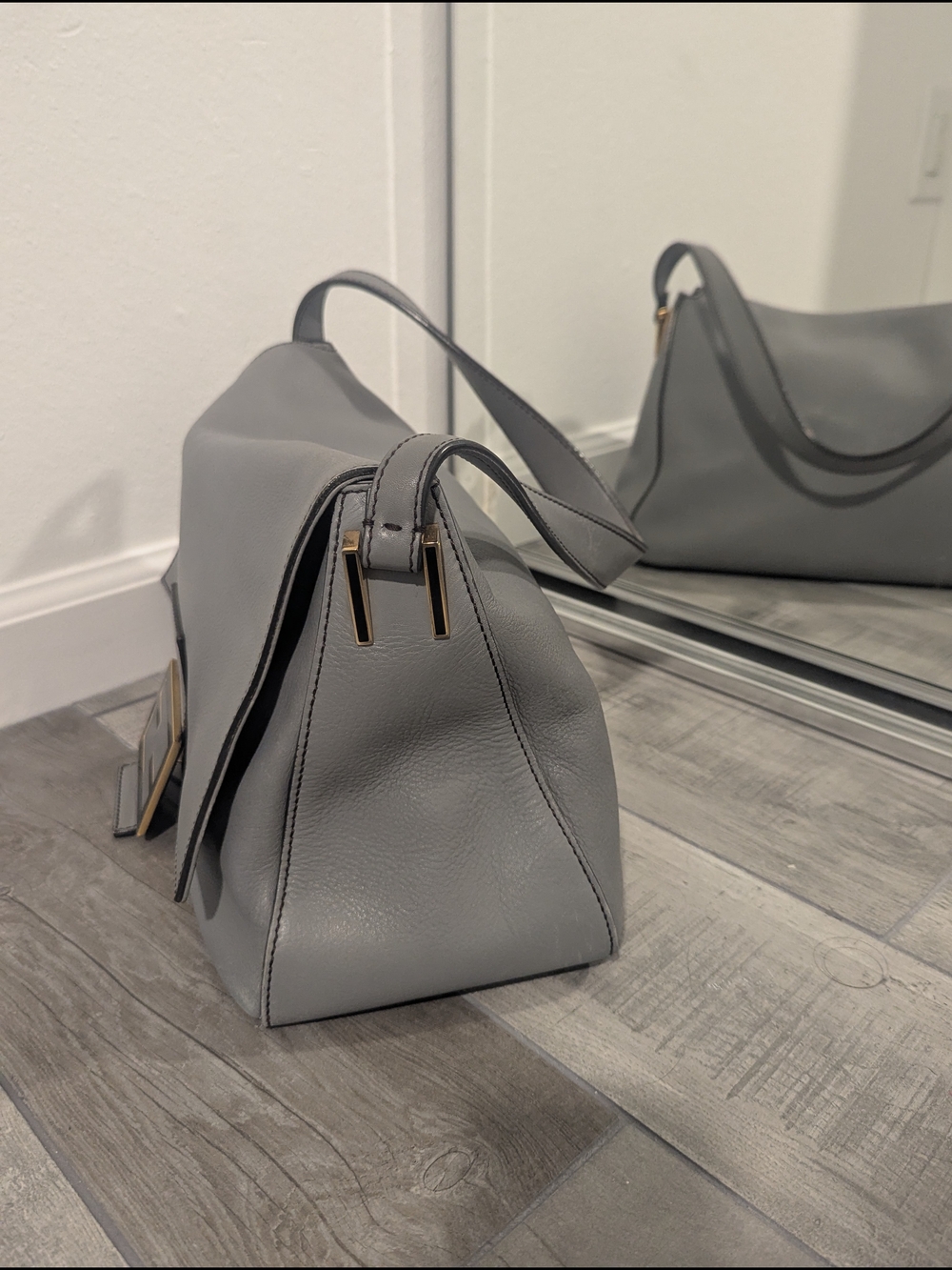 Fendi Mama Forever Large Baguette Light Gray Shoulder Bag - Picture 4 of 15
